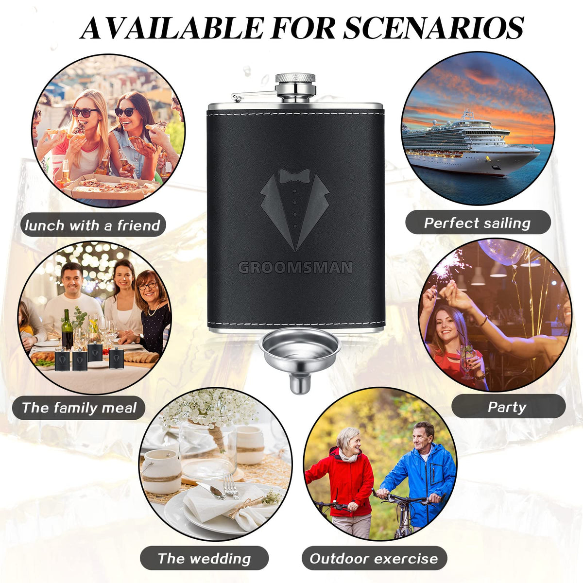 Rtteri groomsman flask 8 oz, easy-to-hold design for all occasions