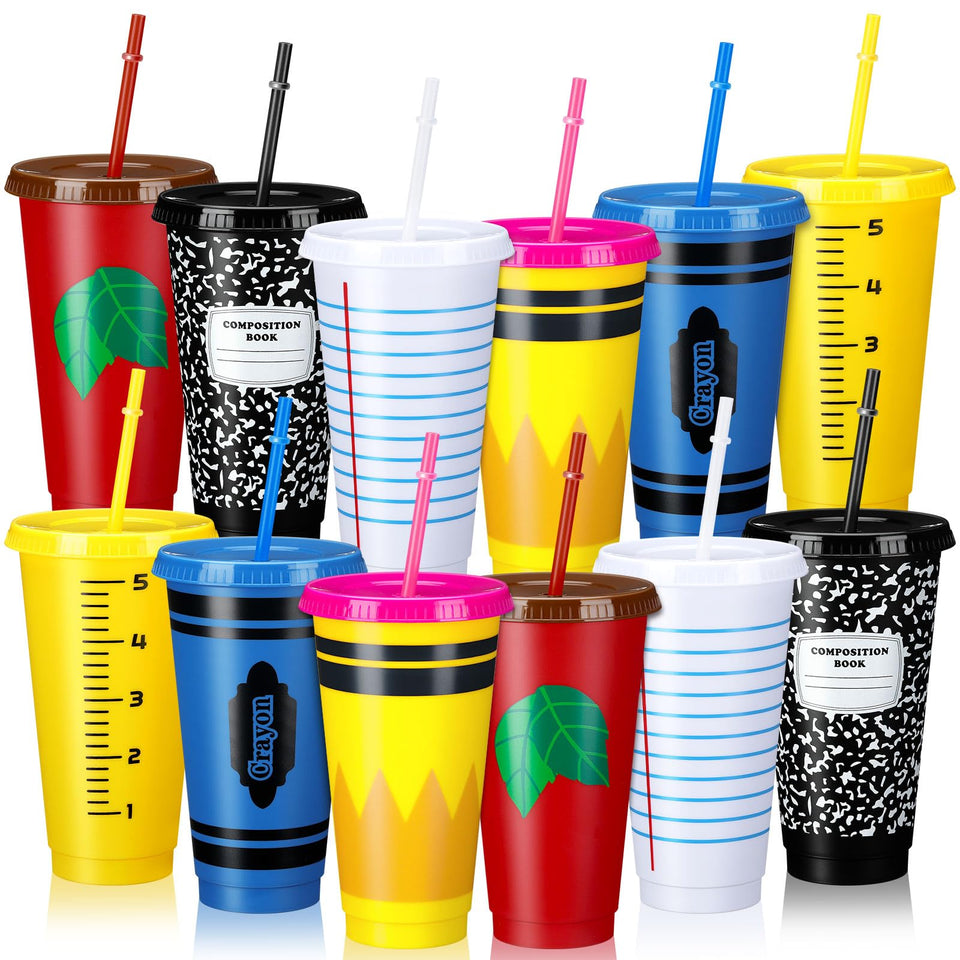 Rtteri teacher cup with pencils design for classroom hydration.
