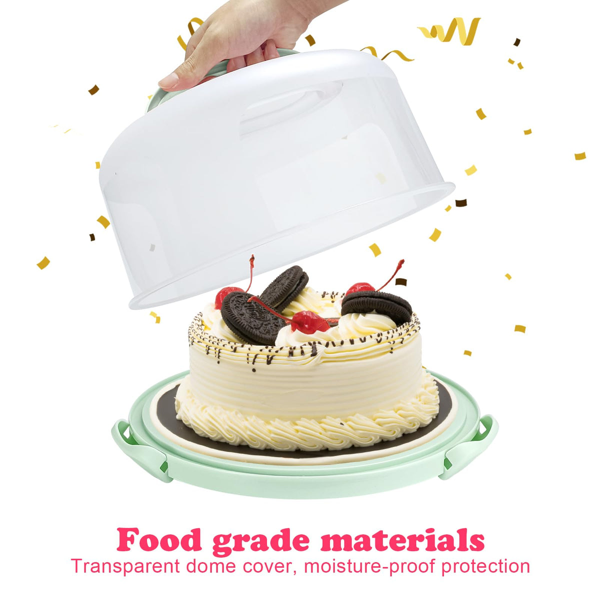 RTUDOPUYT 10 inch cake stand lid fits standard cakes securely for events
