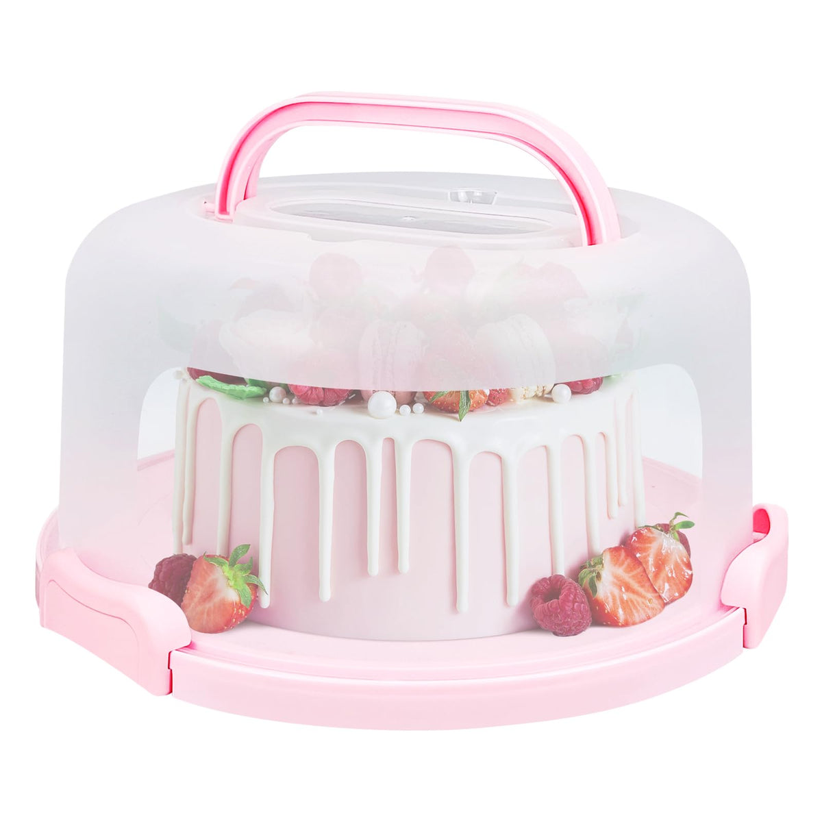 RTUDOPUYT cake carrier with lid pink for secure transport