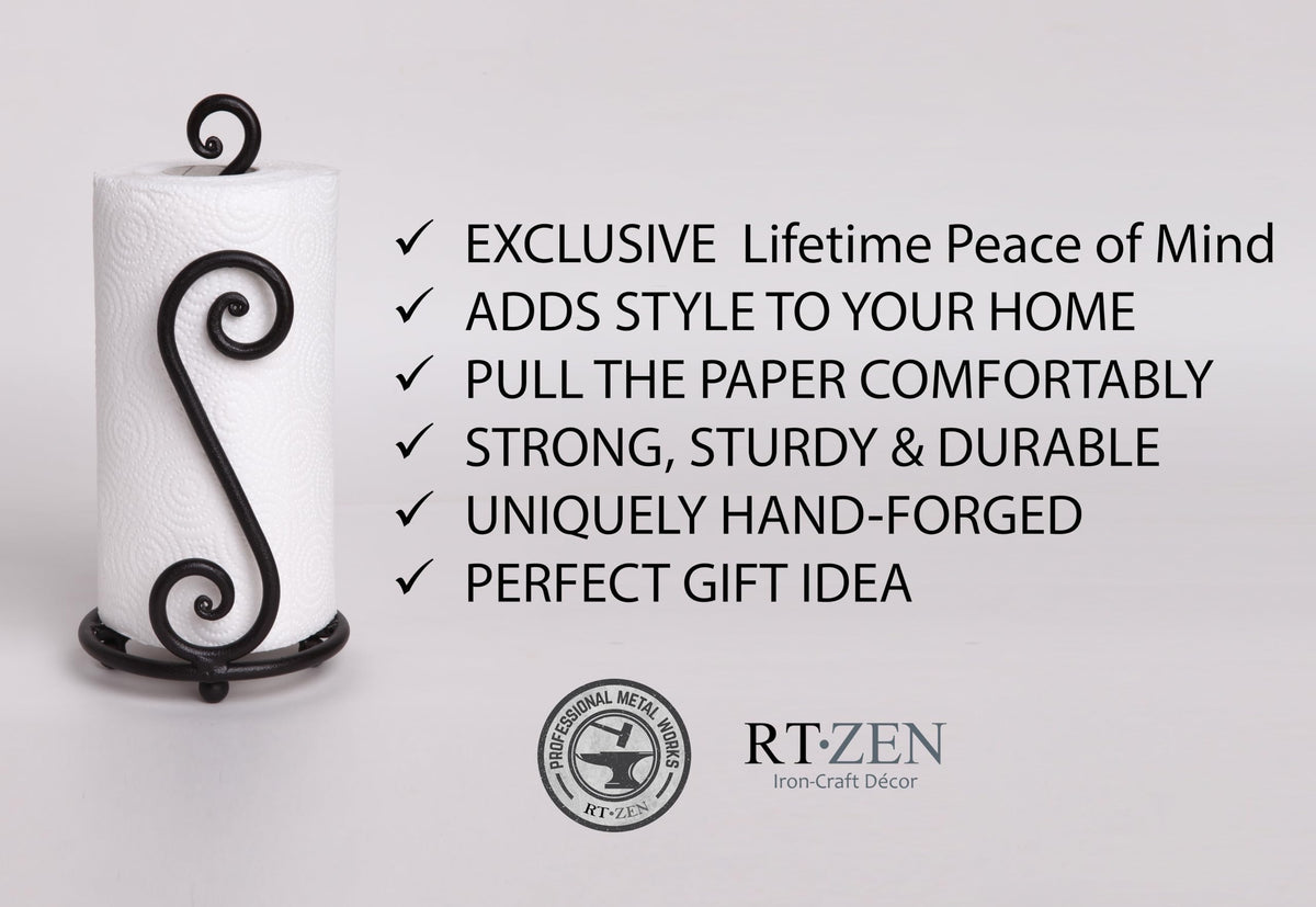 RTZEN countertop stand in matte black fits standard or jumbo rolls securely