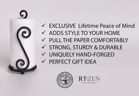 RTZEN countertop stand in matte black fits standard or jumbo rolls securely
