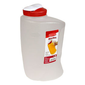 Rubbermaid 7E60 pitcher red side view shows wide mouth for easy mixing and cleaning.