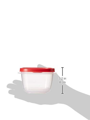 Rubbermaid 7J60 square containers nest together for compact cabinet storage.