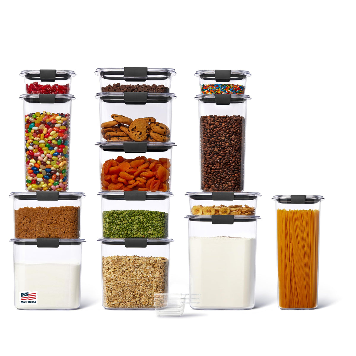 Rubbermaid Brilliance 14-piece set with transparent Tritan for easy ingredient visibility.