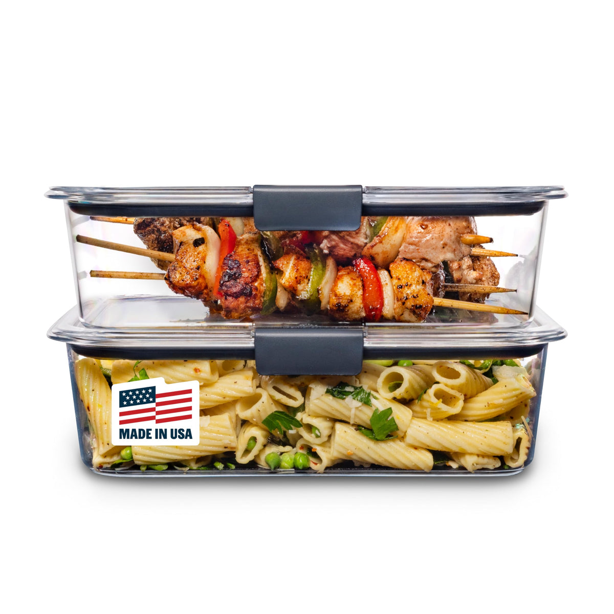 Rubbermaid Brilliance airtight-lid closeup showing a secure seal for leak-free leftovers