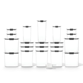Rubbermaid Brilliance crystal-clear Tritan containers enable quick content checks and durable storage.
