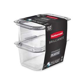 Dishwasher-safe Rubbermaid Brilliance container for easy cleanup.