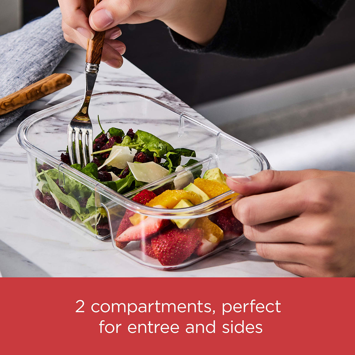 Durable lightweight Rubbermaid Brilliance container ready for on-the-go use