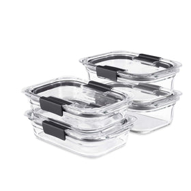Rubbermaid Brilliance 2-cup glass container with clear lid for meal prep and leftovers.