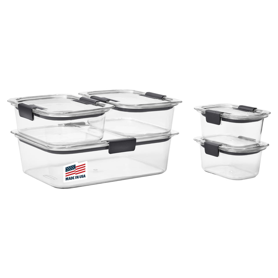 Rubbermaid Brilliance container with lid showing 360-degree clarity for easy content identification