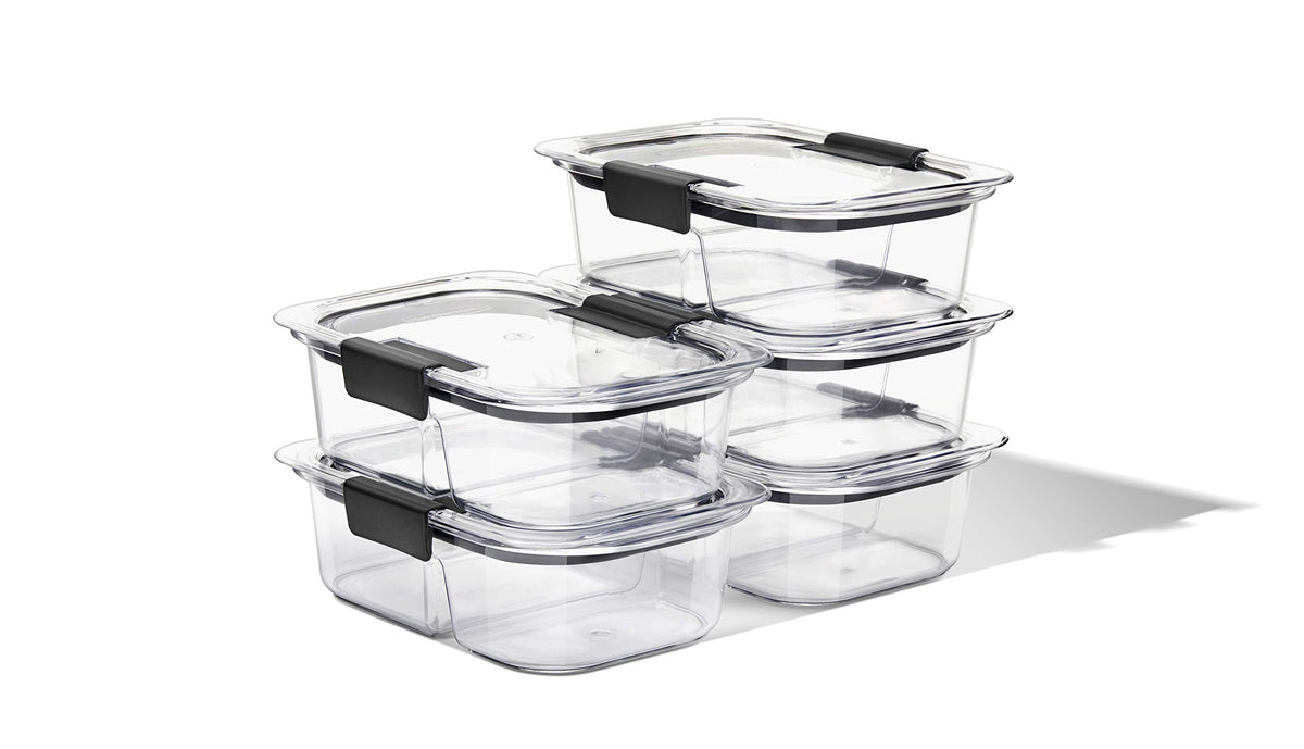 Rubbermaid Brilliance container shows clear lids and bases for easy inside viewing