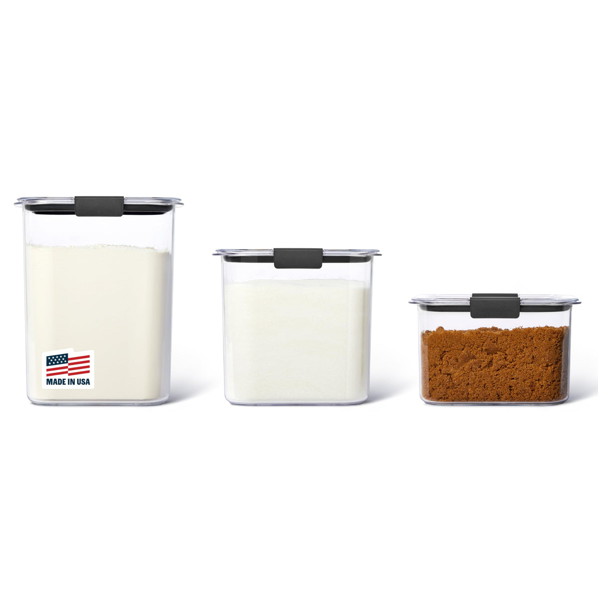 Rubbermaid Brilliance 16-cup pantry container with airtight seal for fresh, organized dry goods.