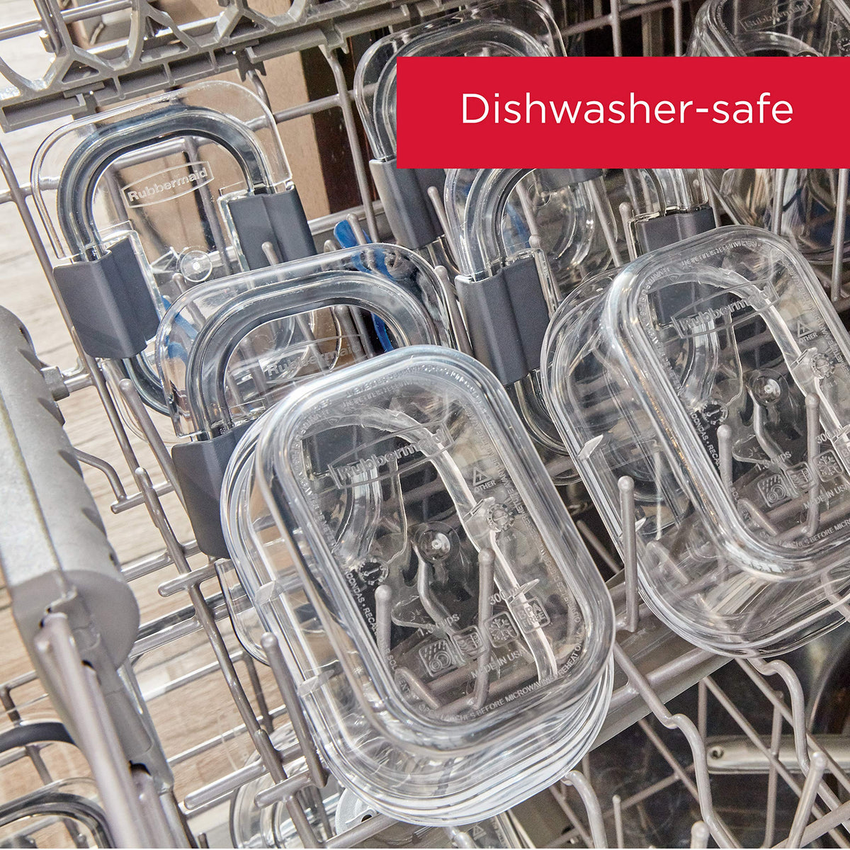 Rubbermaid Brilliance stackable design fits neatly in the fridge for organized storage.
