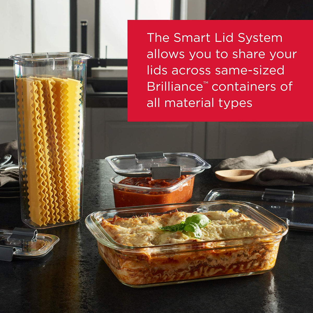 Rubbermaid Brilliance stackable design for efficient kitchen organization