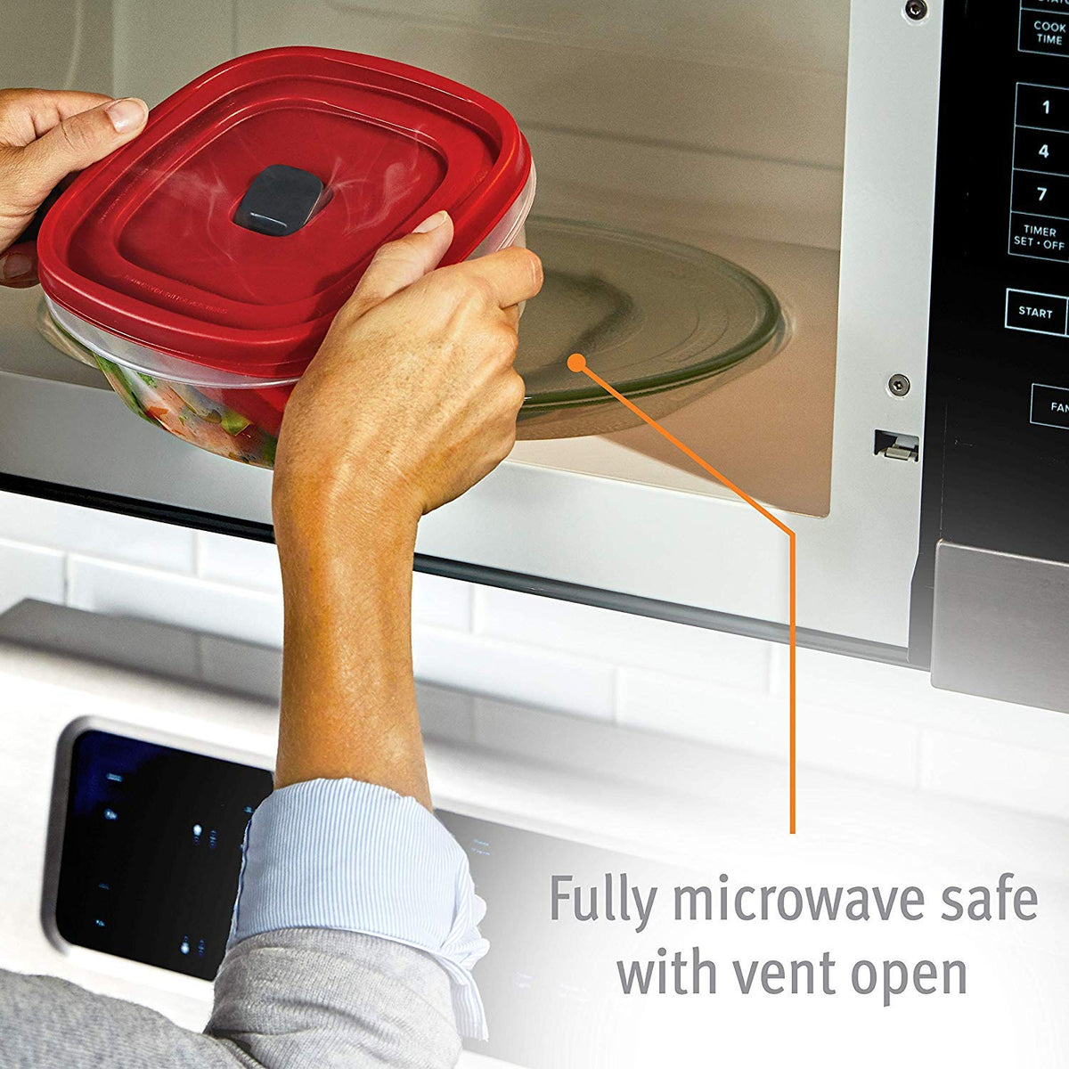Rubbermaid clear base lets you see contents at a glance and is dishwasher safe.