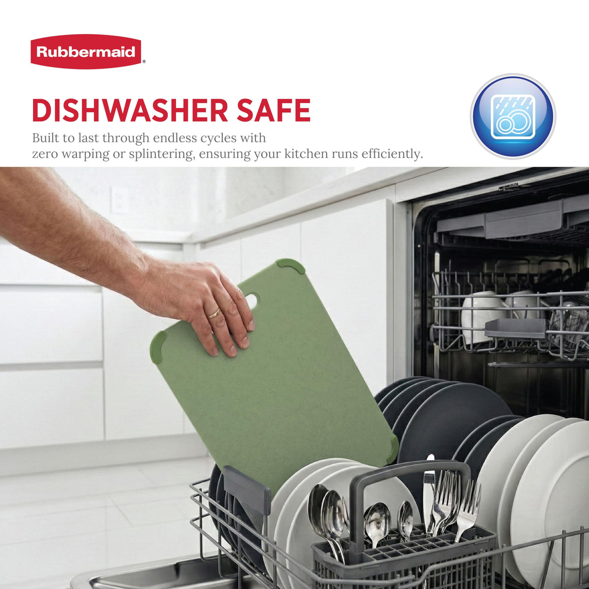 Rubbermaid cutting boards with Grip-Tight corners securing on granite countertops.