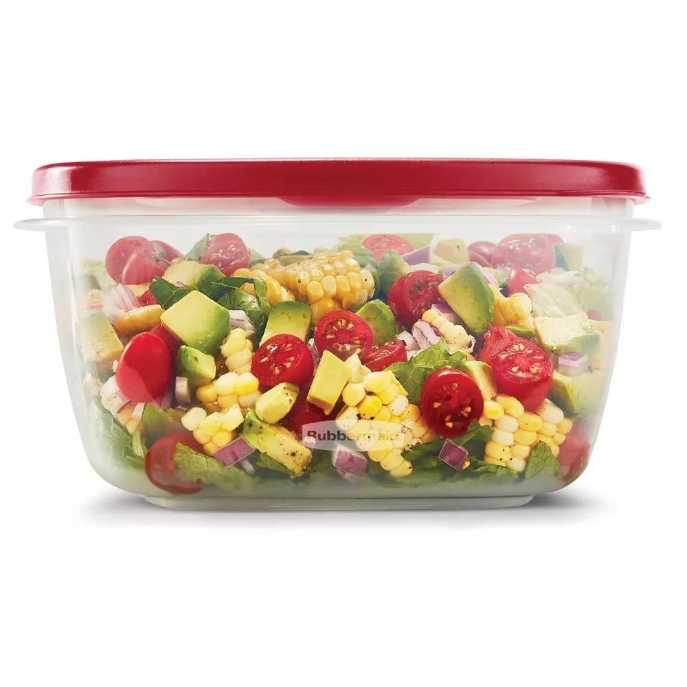 Rubbermaid Easy Find Lids nesting-containers image demonstrates space-saving stacking.