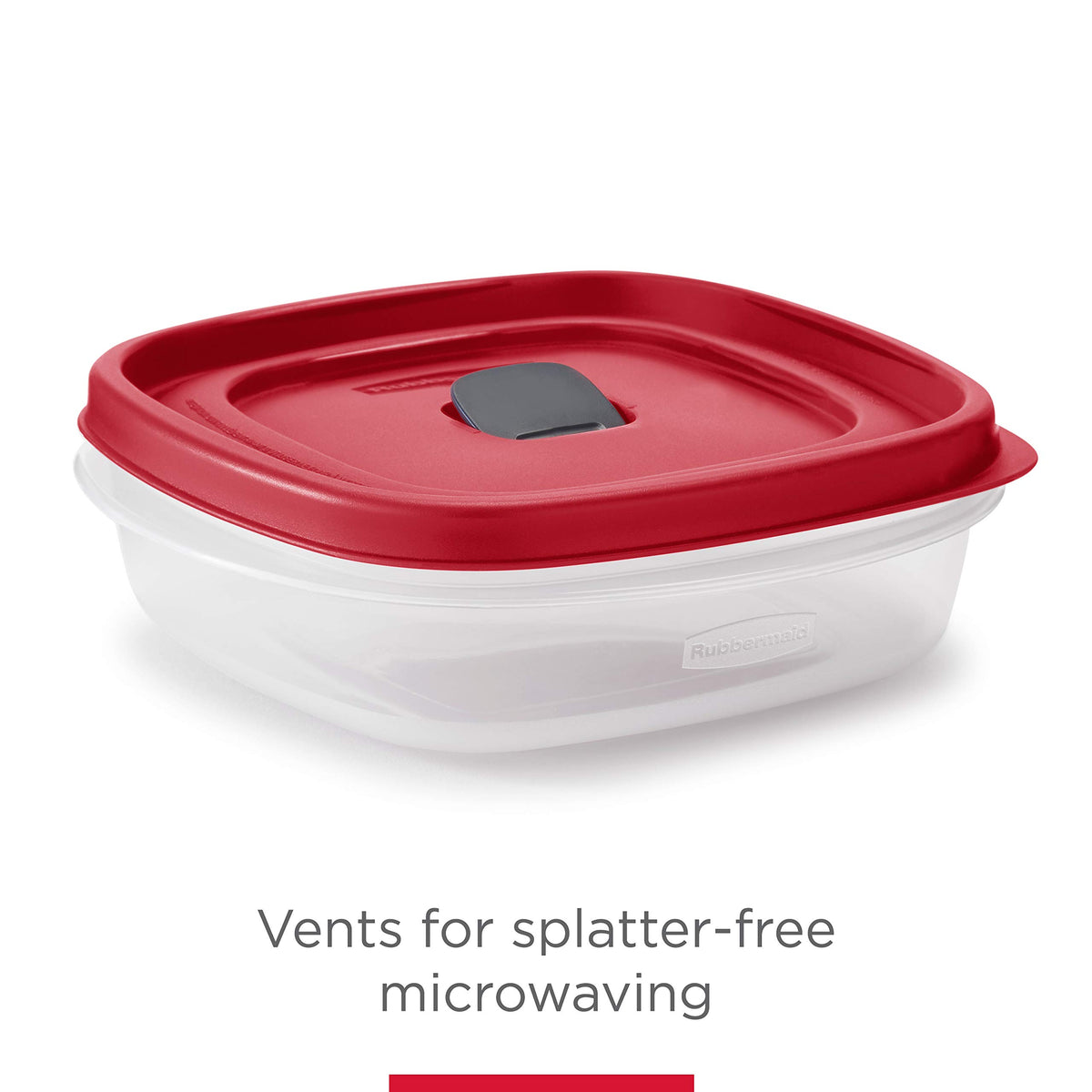 Rubbermaid easy-find vented lids snap onto container bases for simple stacking