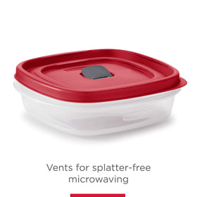 Rubbermaid easy-find vented lids snap onto container bases for simple stacking