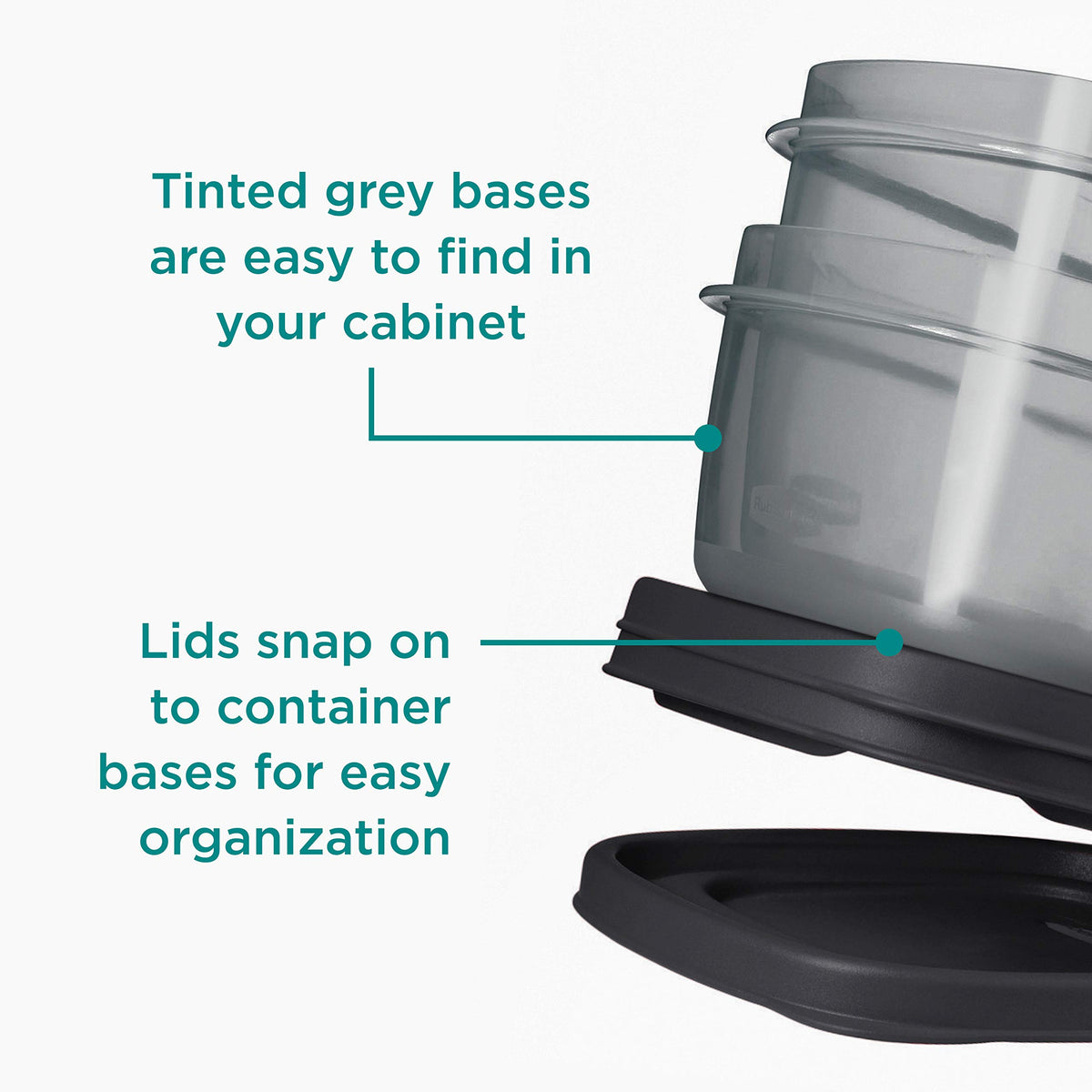 Rubbermaid EasyFindLids bases nest neatly to save cabinet space