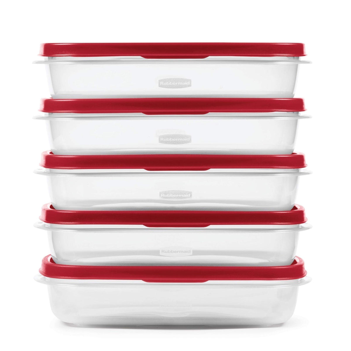 Lids and bases snapped together from Rubbermaid EasyFindLids system to prevent misplacement