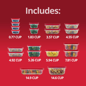 Rubbermaid EasyStore 38-piece set offers varied sizes for meals and snacks.