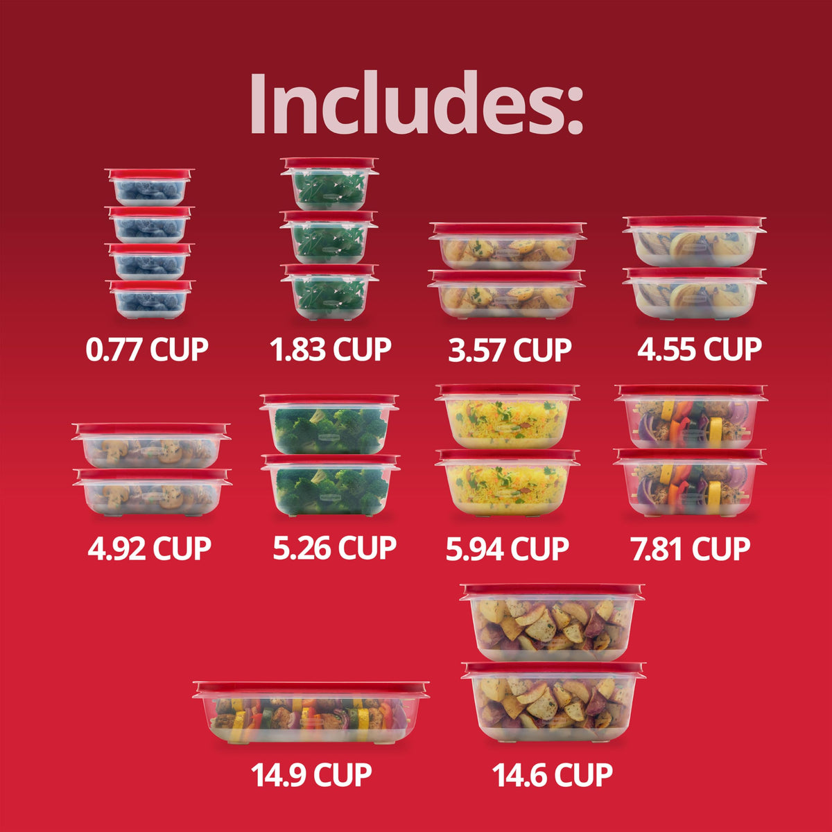Rubbermaid EasyStore multi-size set with assorted containers.