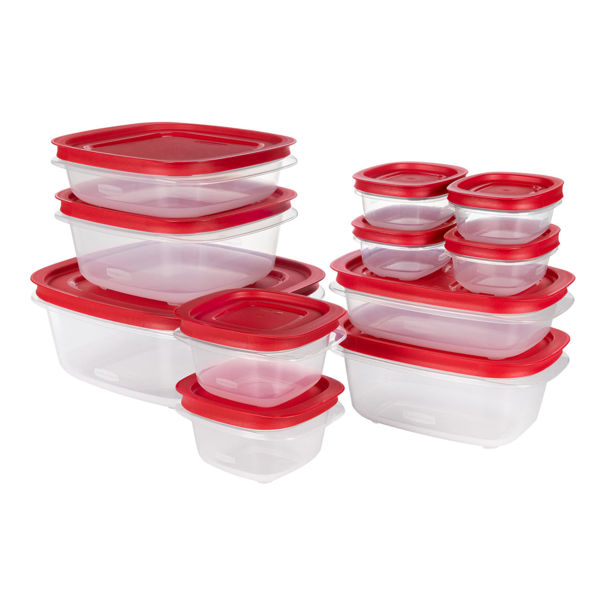Rubbermaid EasyStore rectangle container with lid for organized fridge storage.