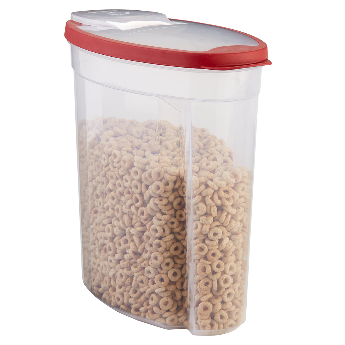 Rubbermaid Flex and Seal Cereal Keeper cap open enables quick one-handed pouring