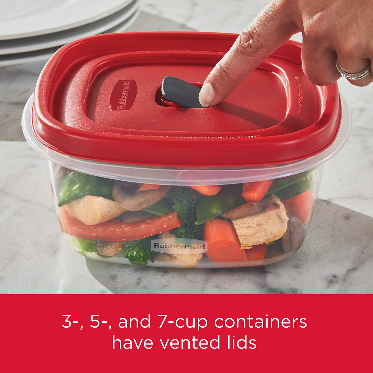 Rubbermaid containers freezer-to-microwave safe and top-rack dishwasher safe