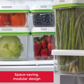 Rubbermaid FreshWorks large container with lettuce showing space-saving storage.