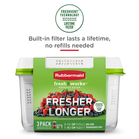 Rubbermaid FreshWorks nested design with lid fitting multiple bases.