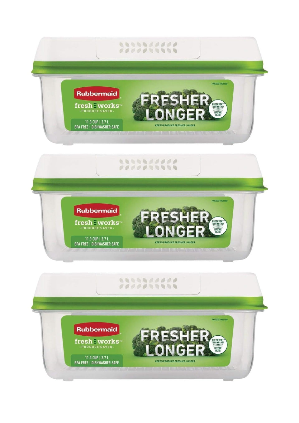Rubbermaid FreshWorks produce saver base with 11.3-cup capacity for organized storage