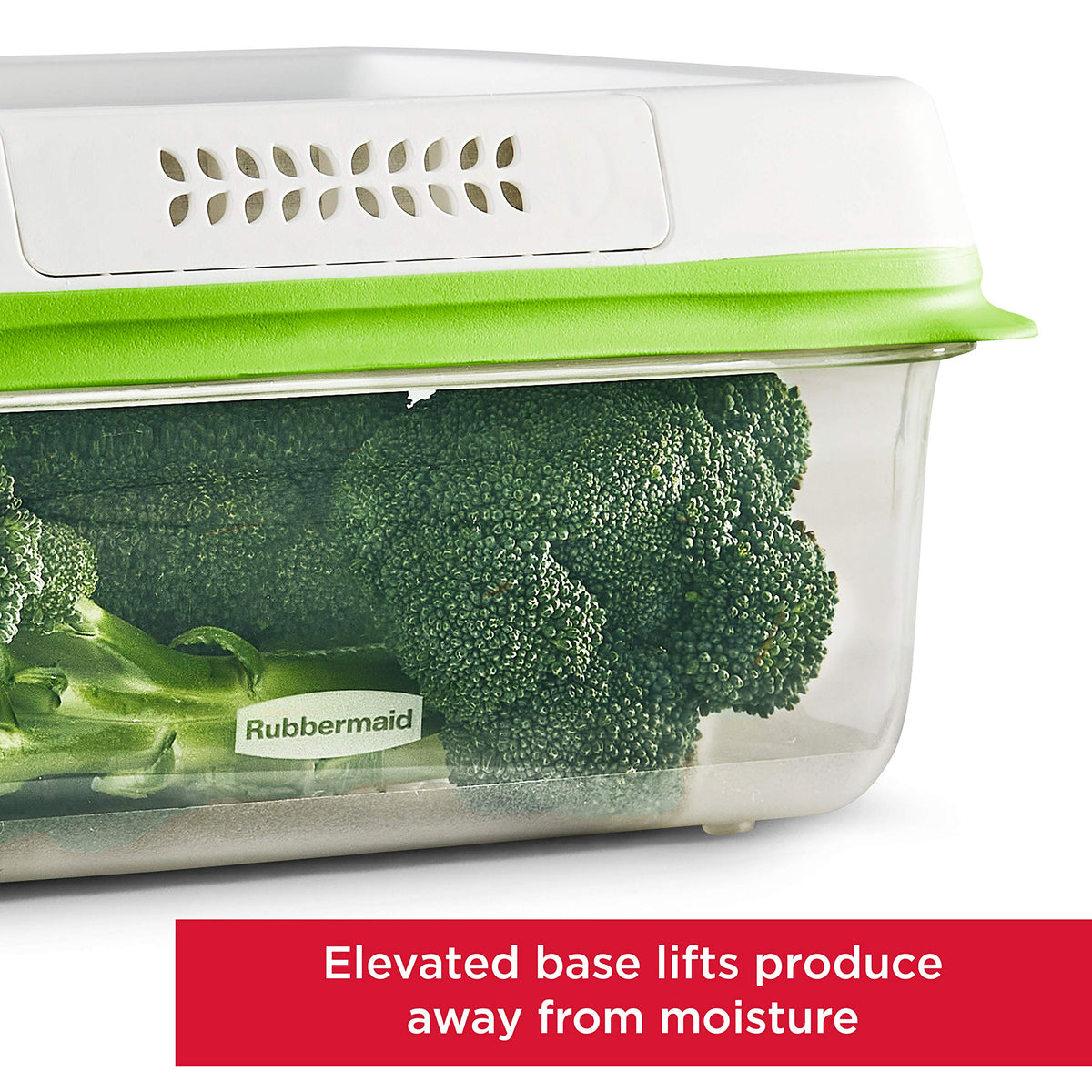 Rubbermaid FreshWorks lid and base show modular design for organized fridge storage
