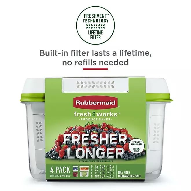 Close up of Rubbermaid FreshWorks medium short container lid illustrating built in filter concept