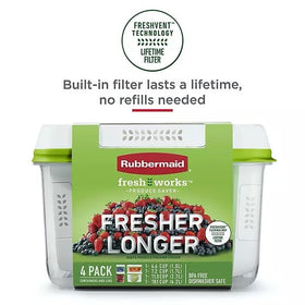 Close up of Rubbermaid FreshWorks medium short container lid illustrating built in filter concept