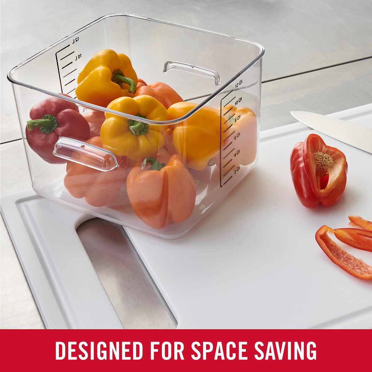 Rubbermaid break-resistant polycarbonate keeps contents visible and durable for daily use.