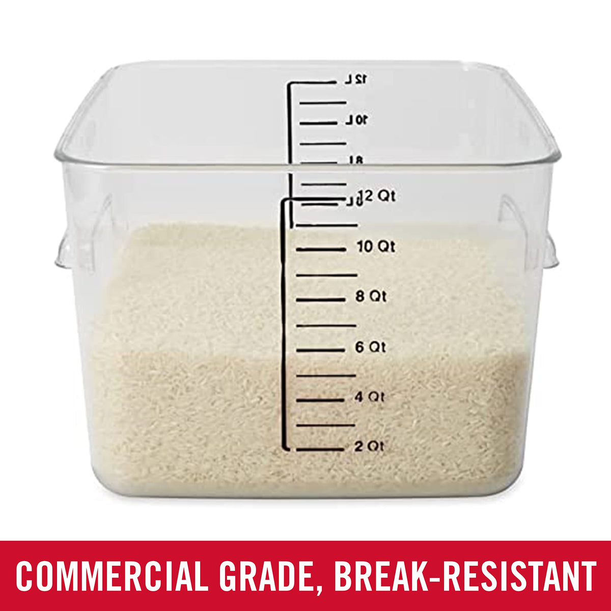Rubbermaid blue-red measurement graduations aid accurate, at-a-glance portioning.