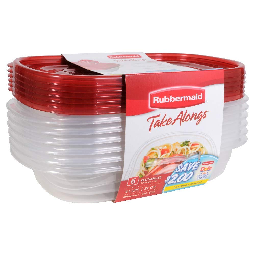 Rubbermaid TakeAlongs 4-cup container, microwave-safe and clear for easy meal prep.