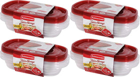 Rubbermaid TakeAlongs 4-cup container stacked for compact fridge organization.