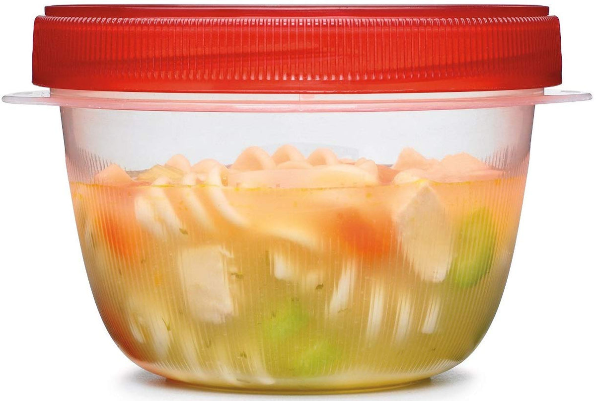 Rubbermaid TakeAlongs handles stay cool when the container holds hot food