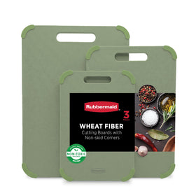 Rubbermaid three-piece cutting-board set large on counter for spacious meal prep.