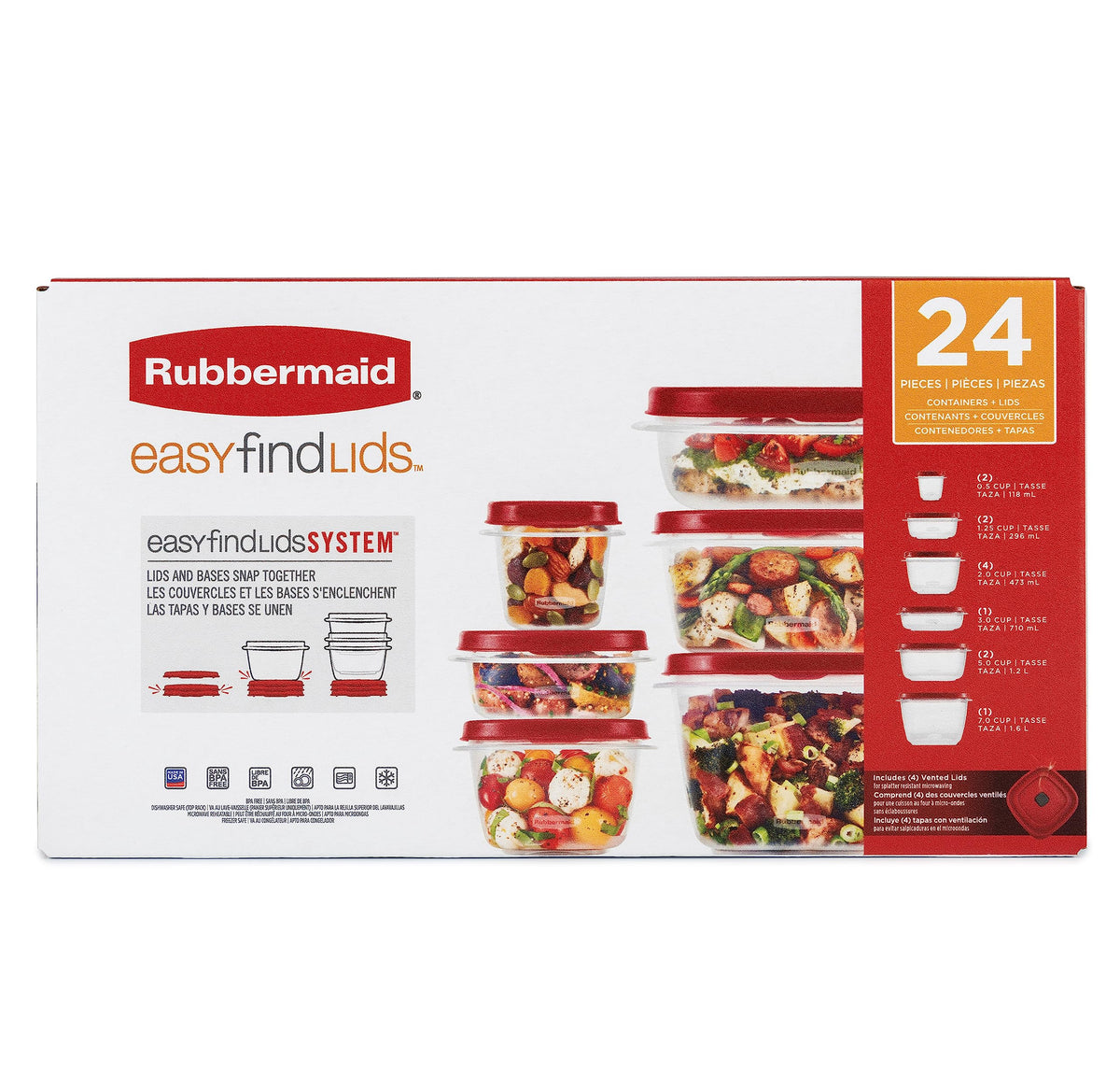 Rubbermaid containers with secure lids to help prevent spills during transport.