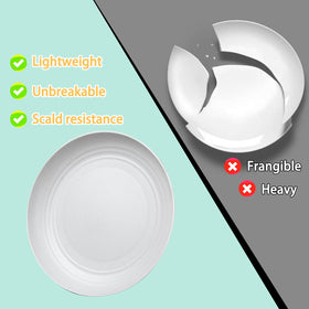 Rubtlamp salad plates featuring a modern look and space-saving stacking.