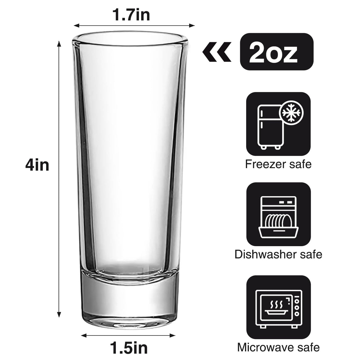 Ruckae clear glass shot glasses showcase a premium, crystal-clear presentation.