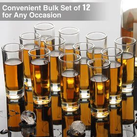 Cylinder-shaped Ruckae 2 oz shot glasses for precise, consistent servings.
