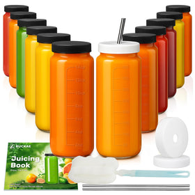 Ruckae 16oz juice bottle with lid keeps juice fresh.