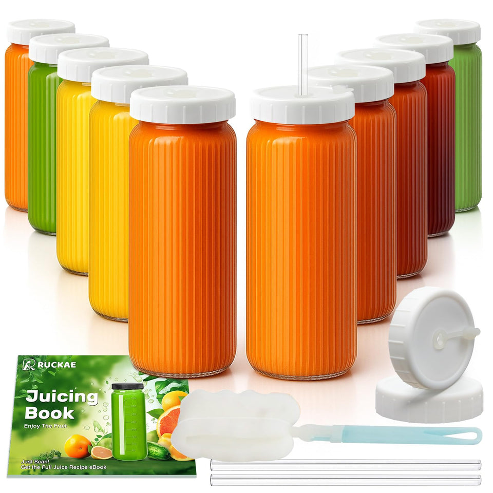 Ruckae 16oz juice bottle with clear lid for fresh drinks on the go