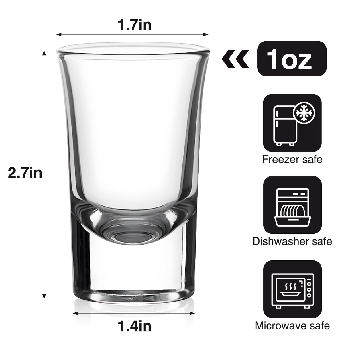 Ruckae clear lead-free shot glasses enhance drink presentation